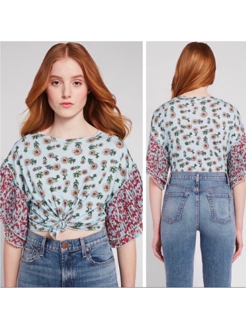 Alice + Olivia Floral Short Sleeved Top Size Small *Flawed* - Picture 2 of 9